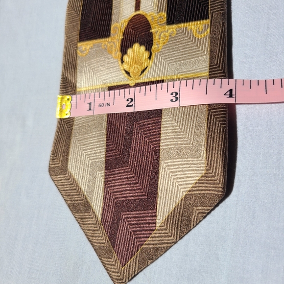 Giorgio Rossini 100% Silk Tie - Brown. Gold, Cream - Picture 5 of 5
